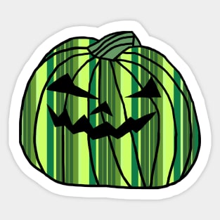 Green Stripes Halloween Horror Pumpkin Sticker